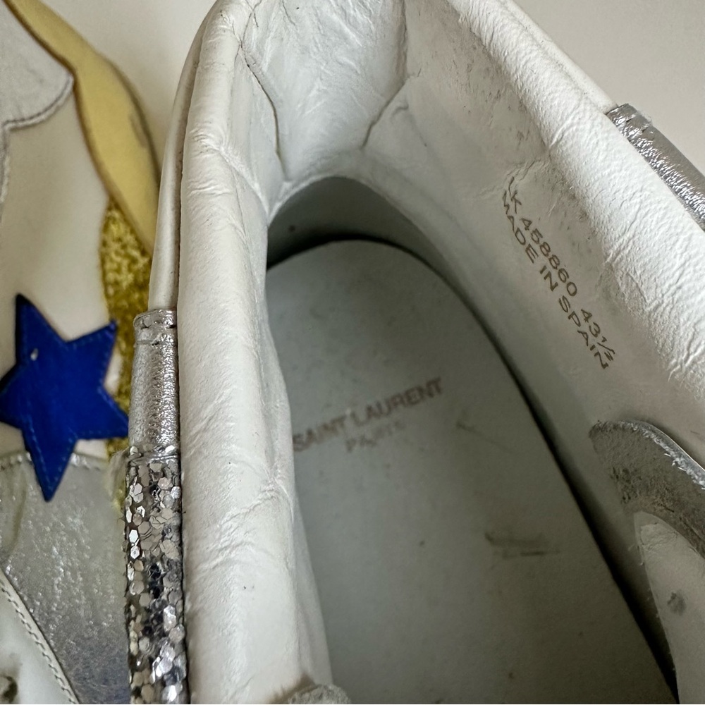 YSL Mid top sneaker with appliqué “Love” “Stars” and glitter panels 43.5 - Picture 11 of 12